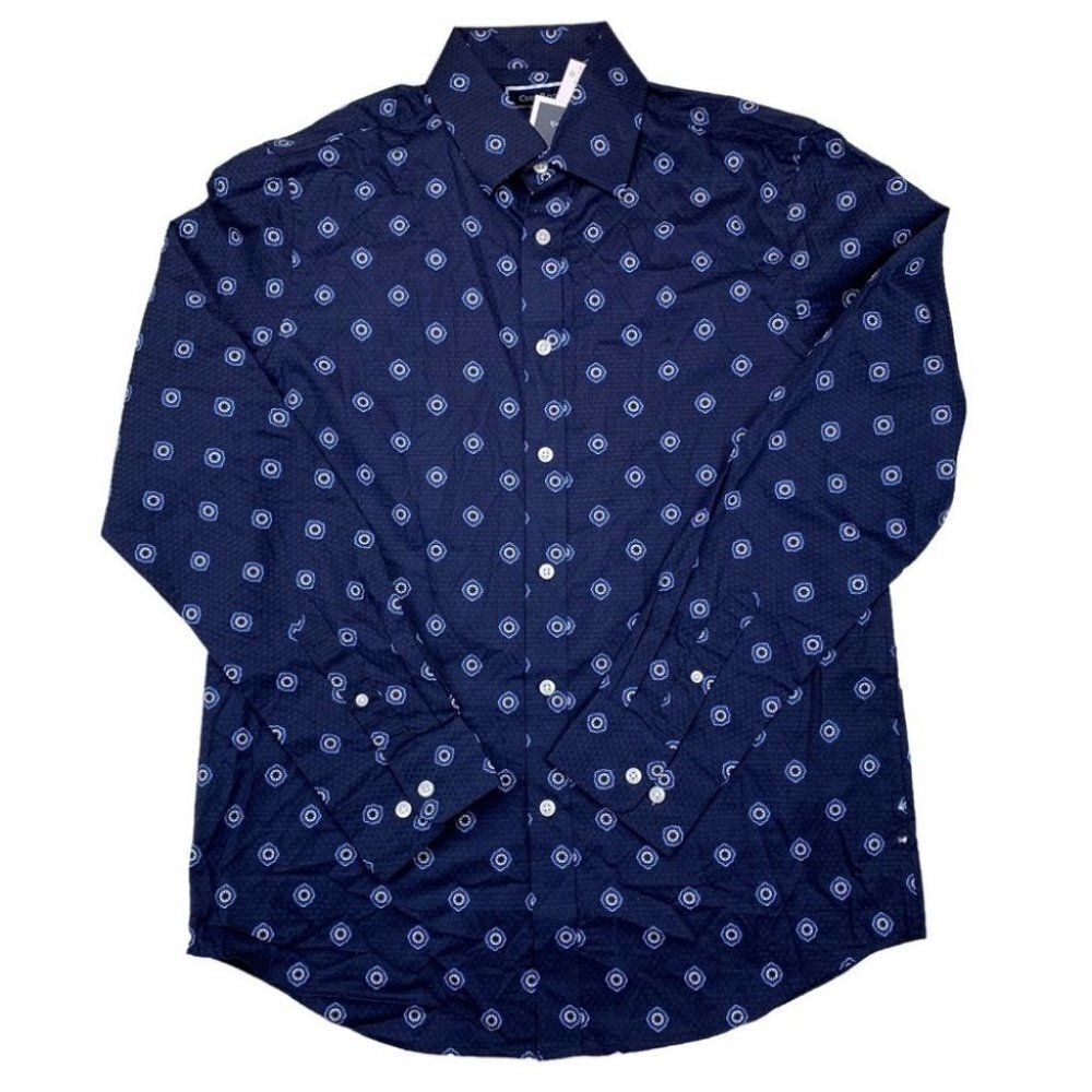 CLUB ROOM Men's Geo-Print Dobby Shirt Size S